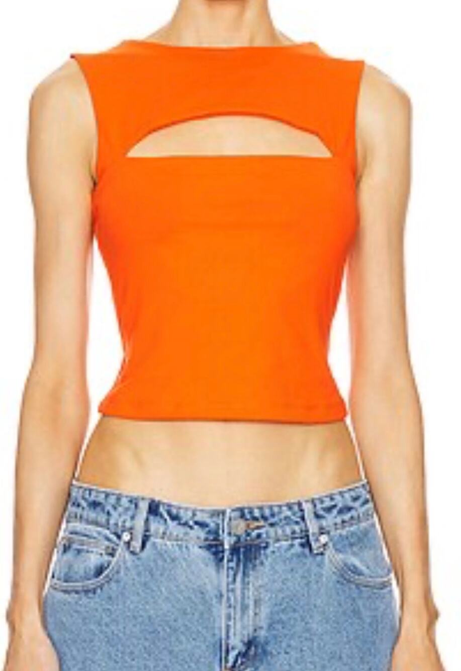 Susana Monaco Orange Slit Front Tank Top cropped sleeveless cutout NWOT S